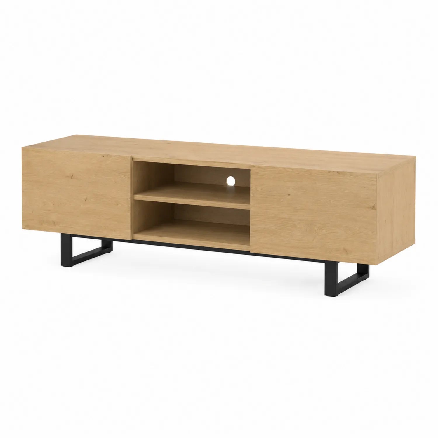 TV-Schrank aus Eichenfurnier mit Metallgestell 150x40x45 cm