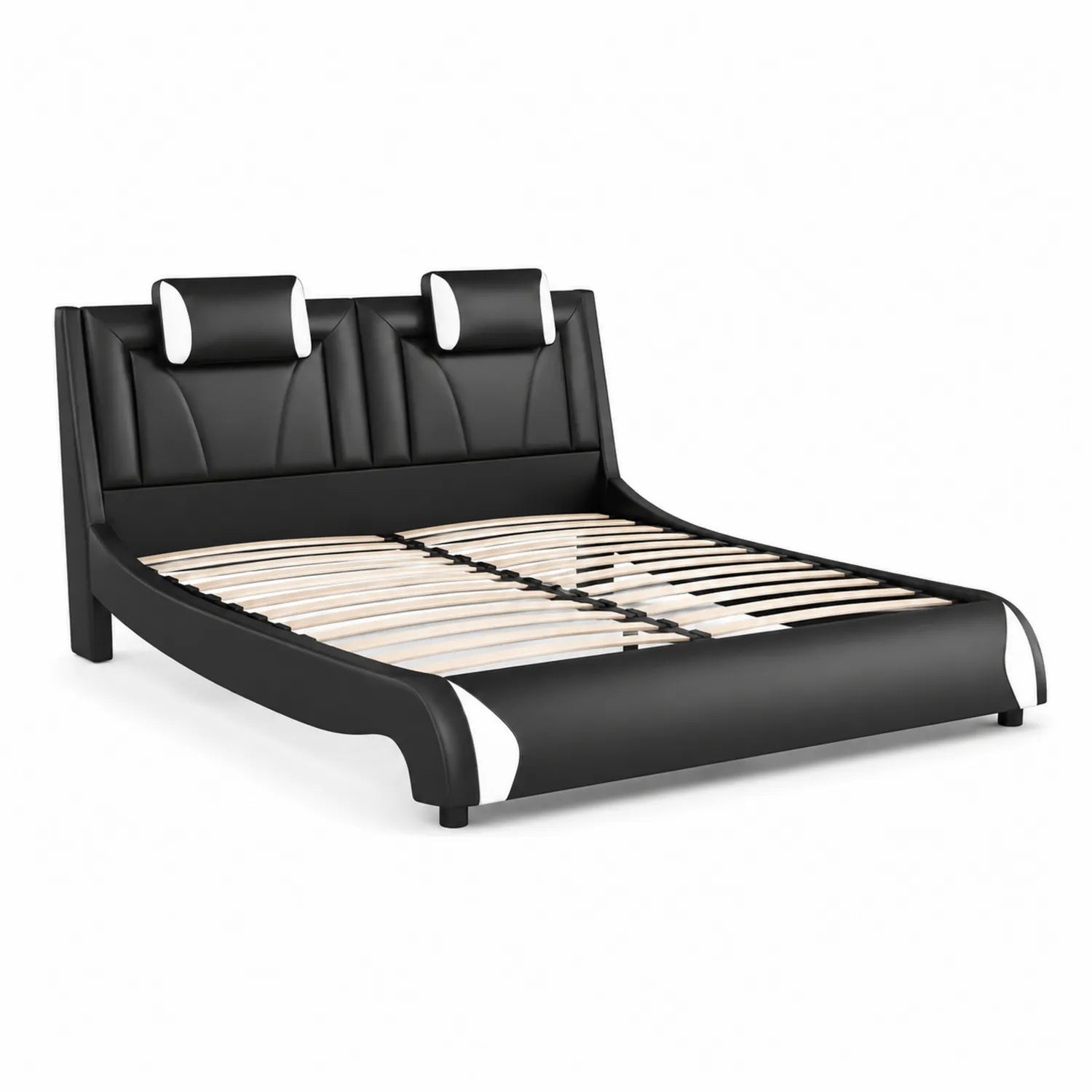 Metall-Kunstleder-Doppelbett Schwarz 200x160 cm