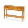 Konsolentisch aus Birkenholz mit 2 Schubladen, Beige, 100x30x80 cm
