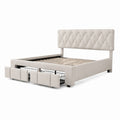 Stoff-Polsterbett mit Stauraum 180x200 cm Hellbeige