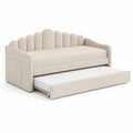 Polster Tagesbett mit Trundle Beige 200x90cm