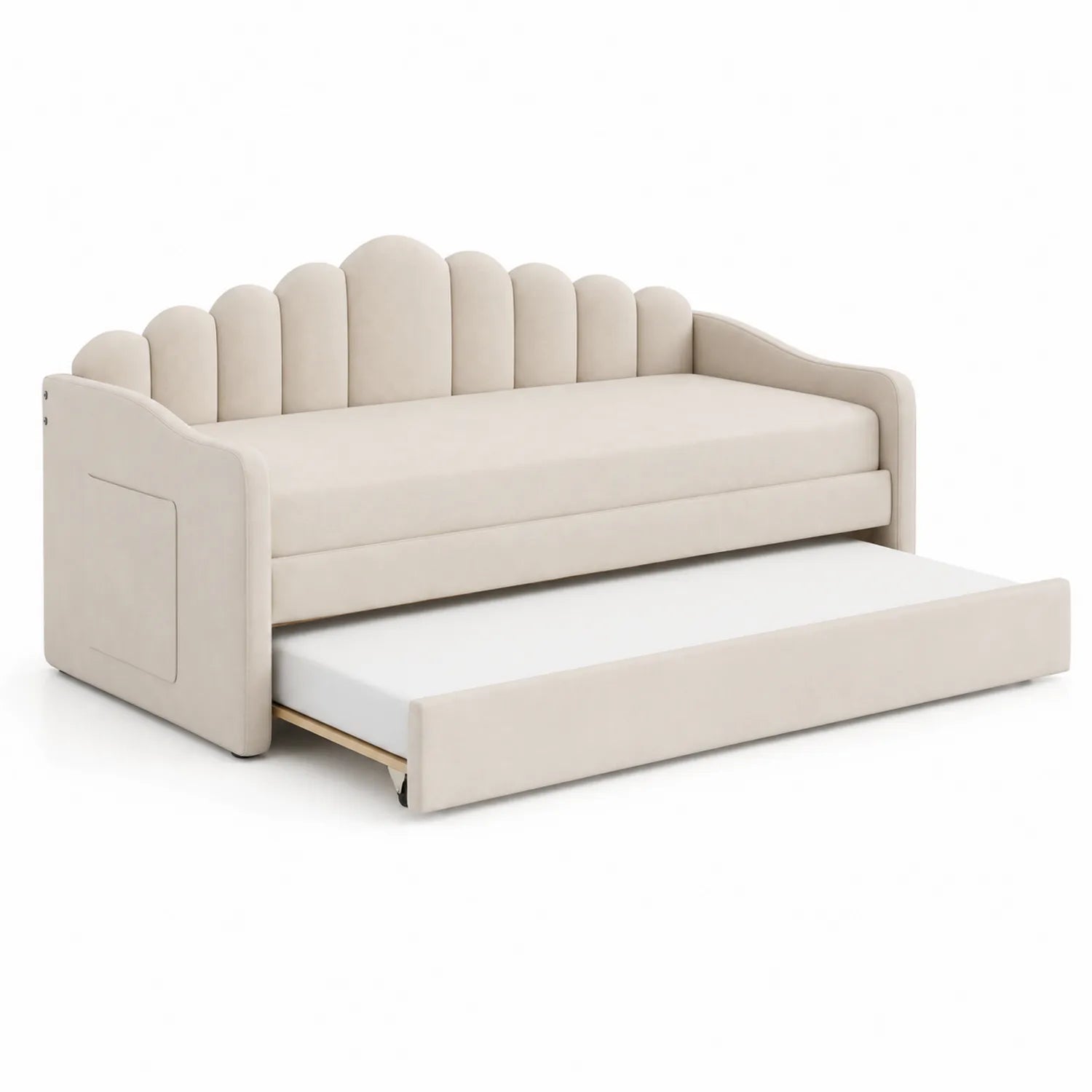 Polster Tagesbett mit Trundle Beige 200x90cm