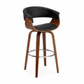Barhocker aus Holz und PU-Kunstleder, Schwarz, 110 cm