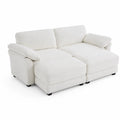 Eckschlafsofa aus Chenille-Stoff Weiß