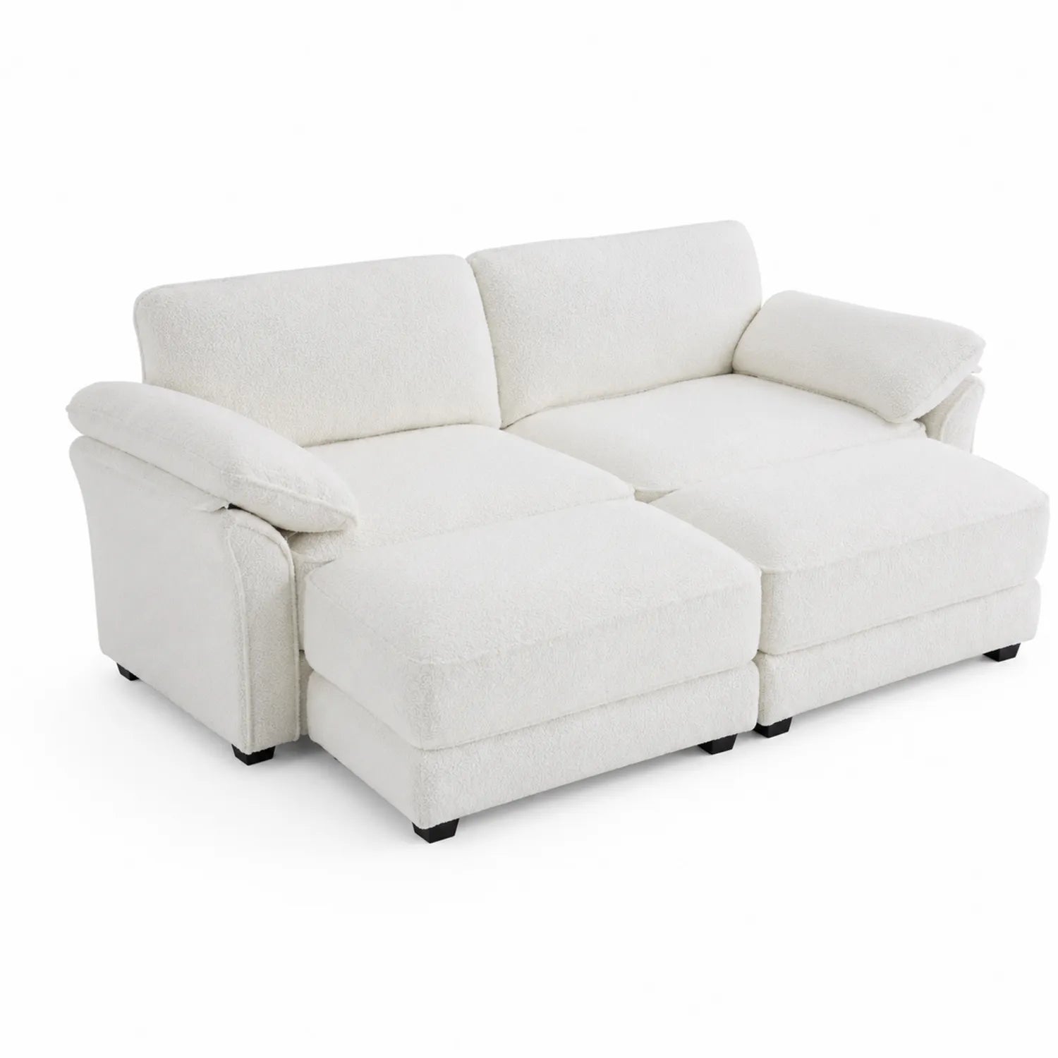 Eckschlafsofa aus Chenille-Stoff Weiß