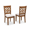 Esszimmerstuhl Set aus Holz mit Polyester Sitz in Braun/Beige
