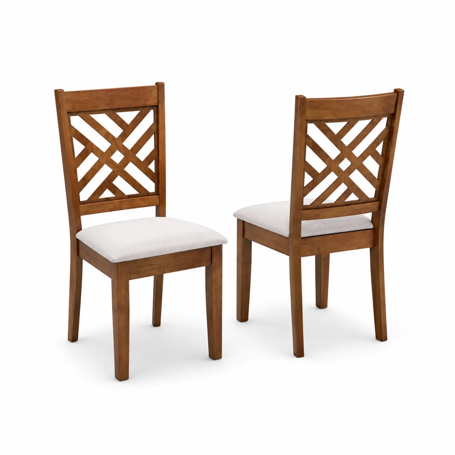 Esszimmerstuhl Set aus Holz mit Polyester Sitz in Braun/Beige