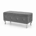 Gepolsterte Bank mit Stauraum aus Samt mit Chrombeinen Grau 120x45x48cm