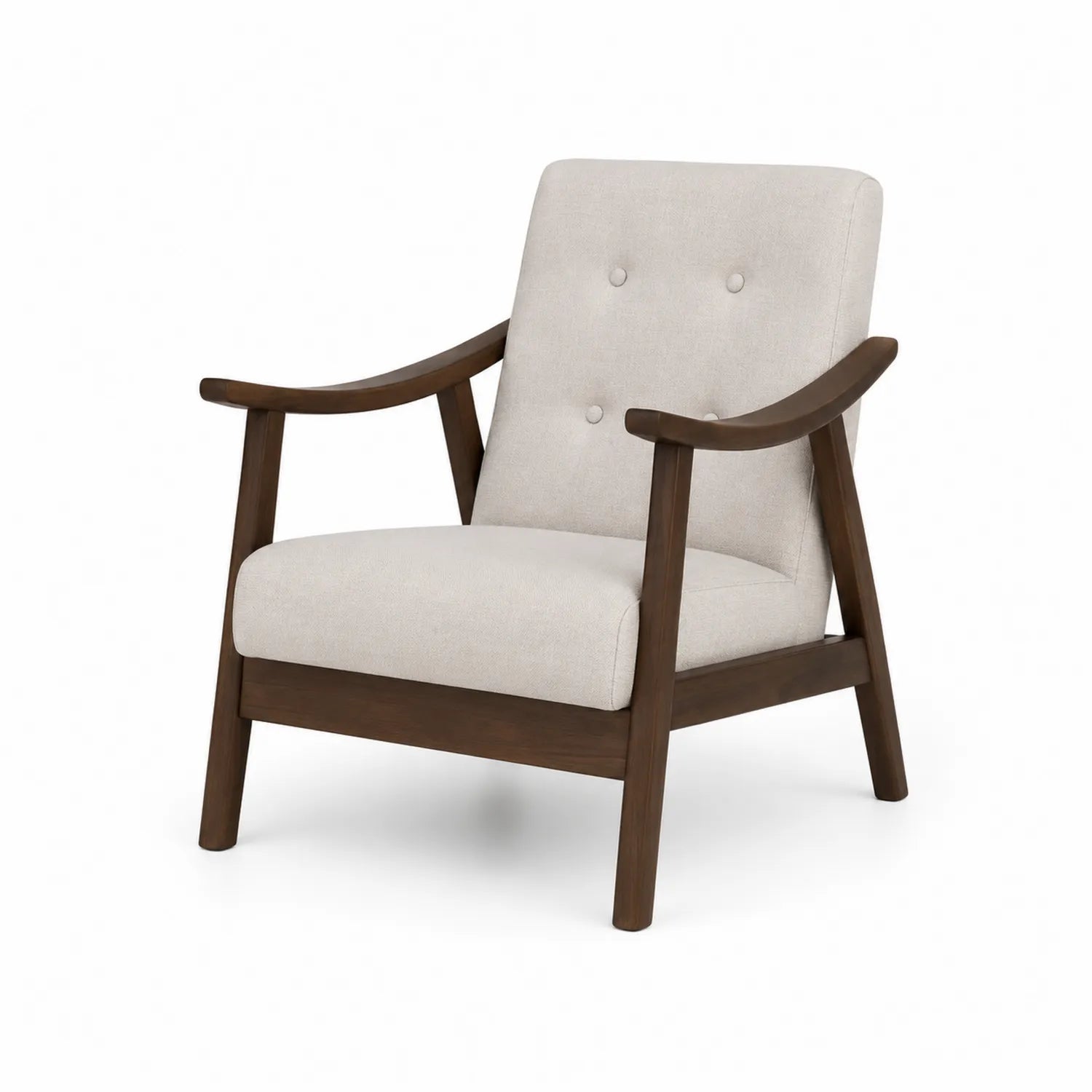 Sessel mit Holzrahmen und Polyesterbezug in Beige