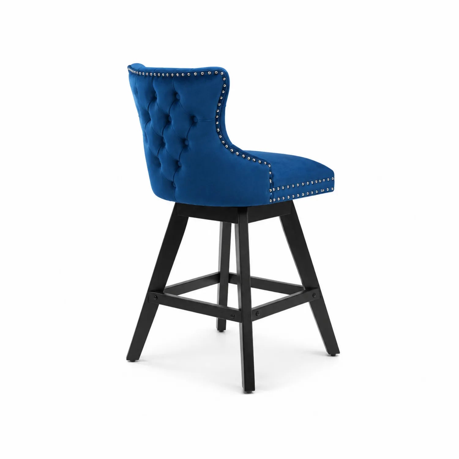 Barhocker Samt Blau Massivholz