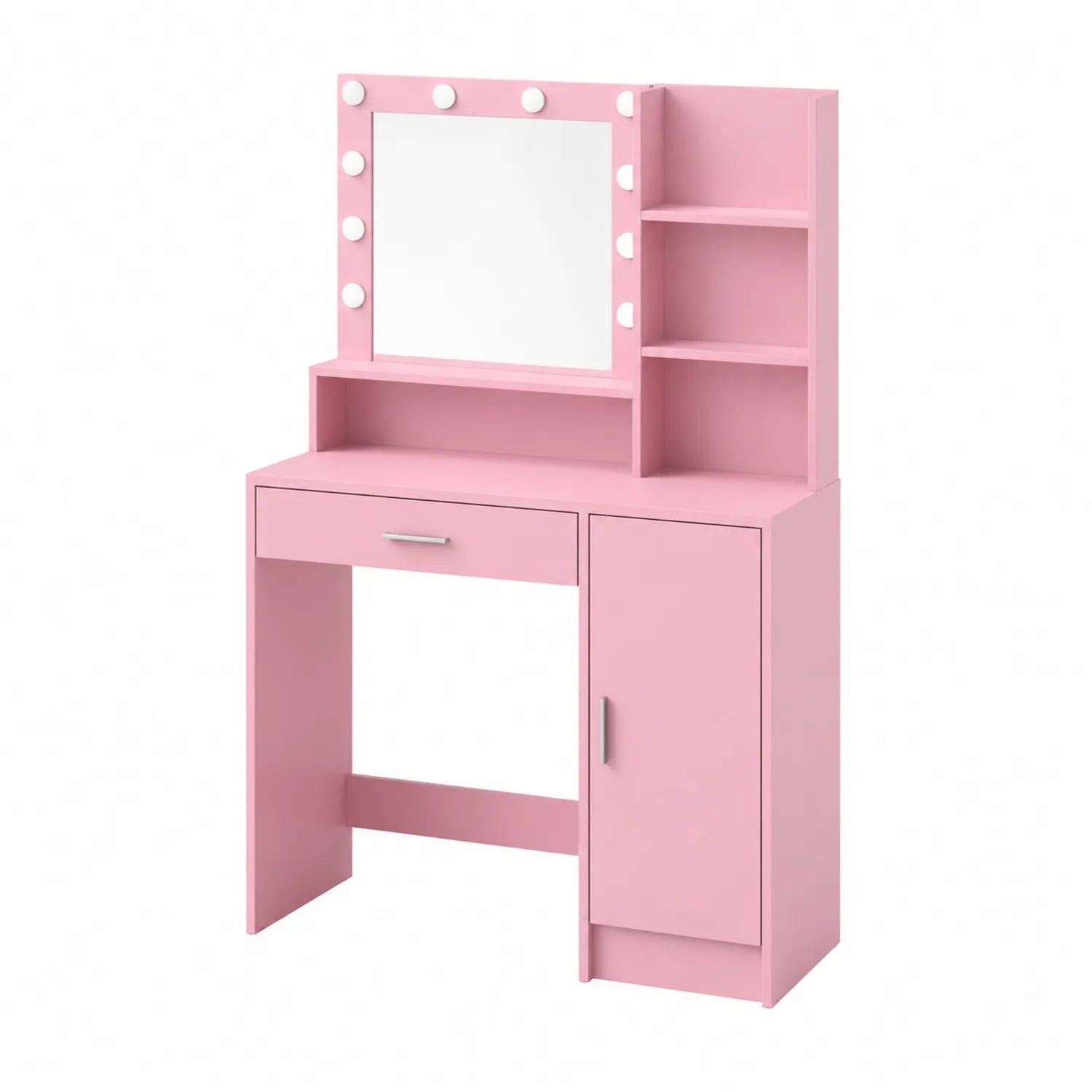 Schminktisch mit Spiegel und Beleuchtung, MDF, Rosa