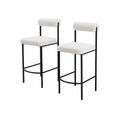 2er Set Barhocker mit Metallrahmen und Stoffbezug, Cremeweiß
