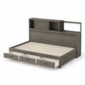 Holzbett mit Stauraum und Regal Dunkelgrau 200x140 cm