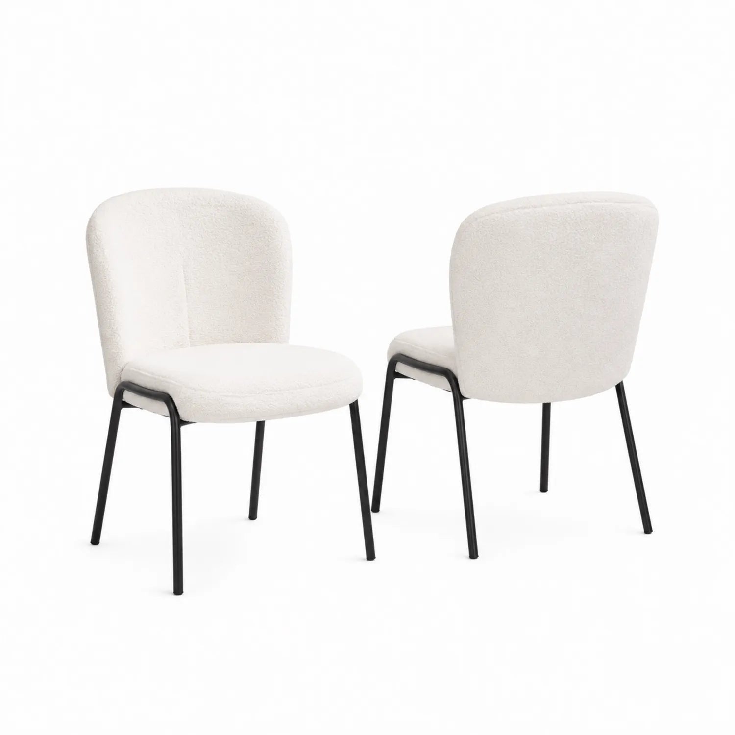 Esszimmerstuhl 2er-Set Bouclé Weiß Metall