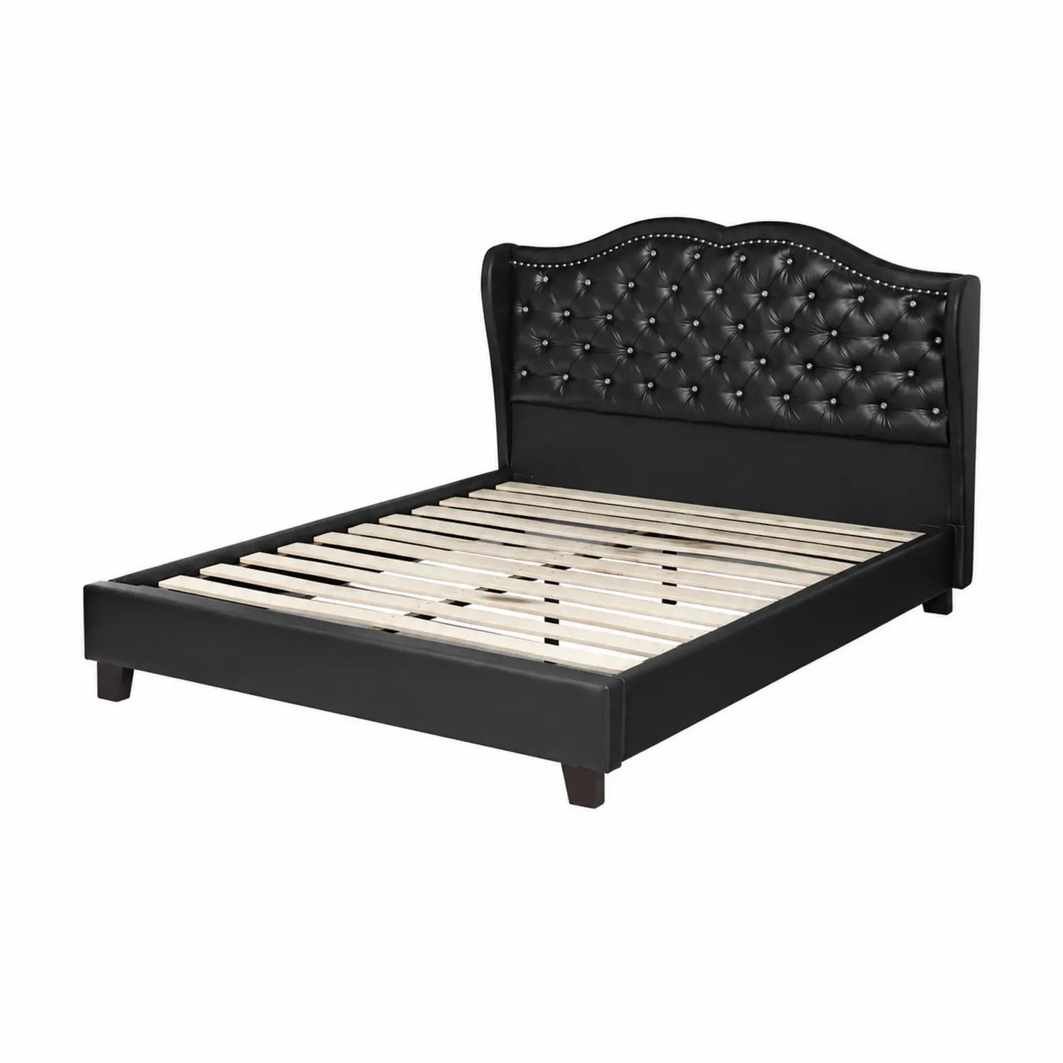 Doppelbett Lederimitat Schwarz 200x160 cm