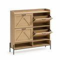 Schuhregal MDF mit Klapptüren und Metallgestell 90x30x120 cm