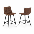 2er Set Barhocker Mikrofaser Braun mit Stahlgestell