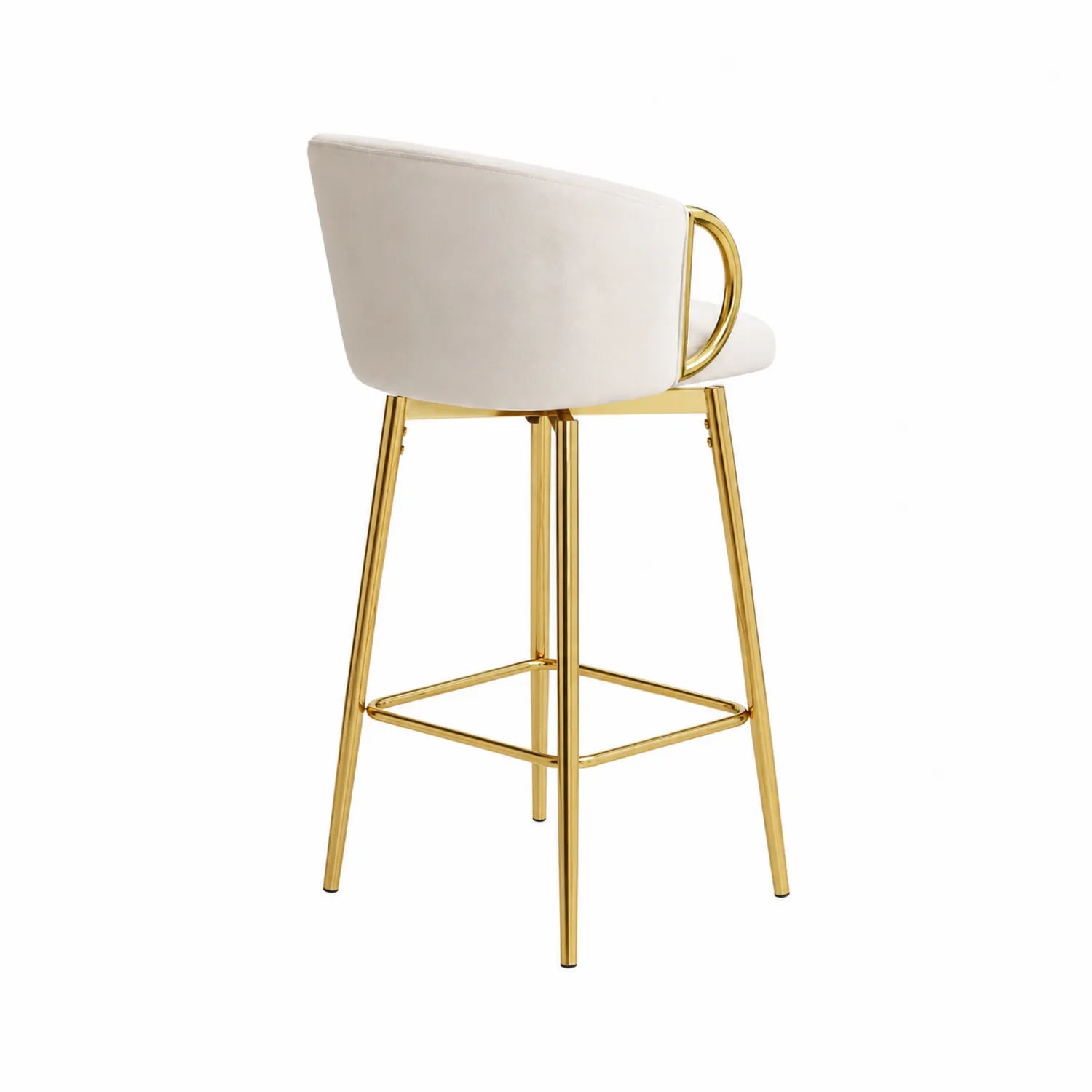 Barhocker aus Edelstahl mit Kunstleder in Weiß und Gold
