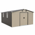Metall Gartenhaus aus Verzinktem Stahl 2.77x3.19m Grau/Braun