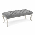 Gepolsterte Sitzbank Samt Grau mit Chrom-Metallbeinen 120x50x45 cm