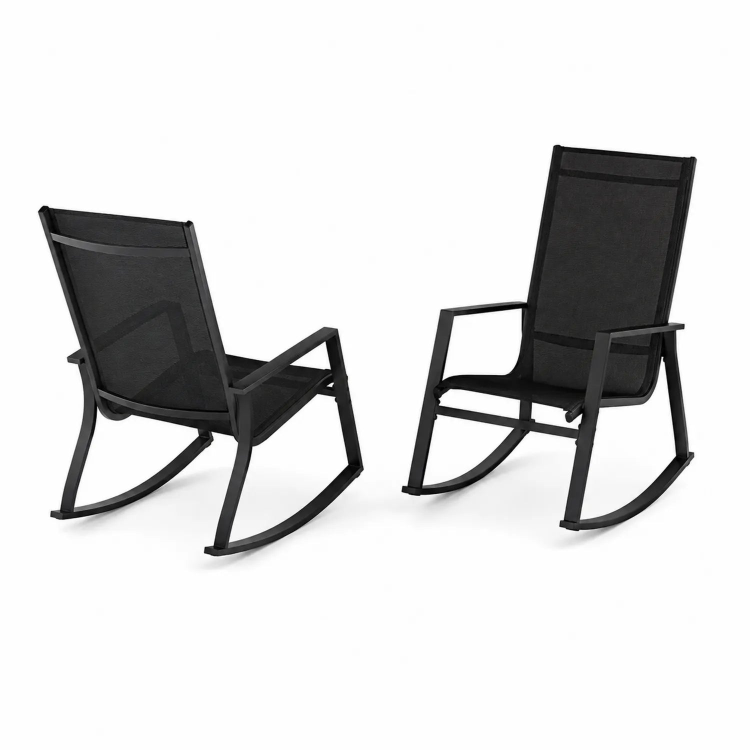 2er Set Schaukelstühle Aluminium Textilene Schwarz