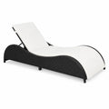 Sonnenliege aus Polyrattan mit Kissen Weiß/Schwarz