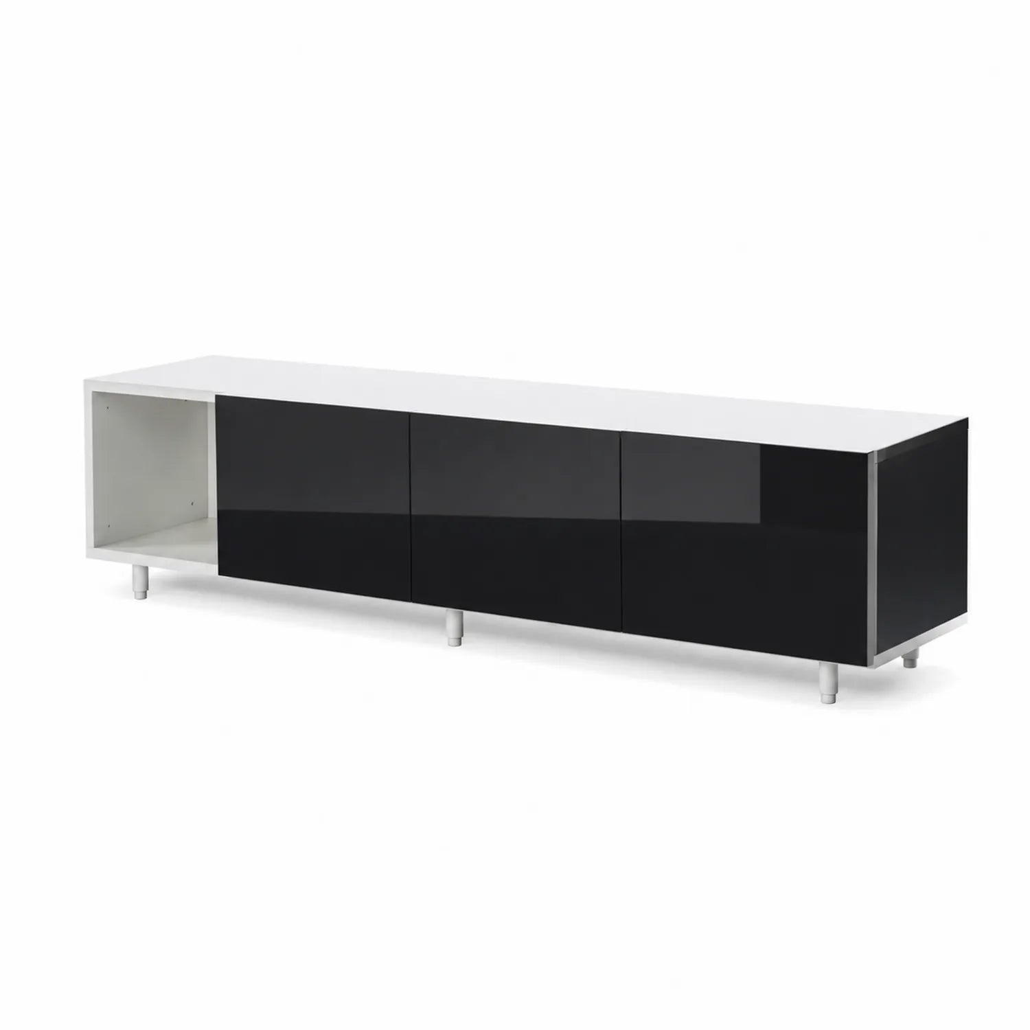 TV-Schrank 200cm MDF Hochglanz Schwarz/Weiß
