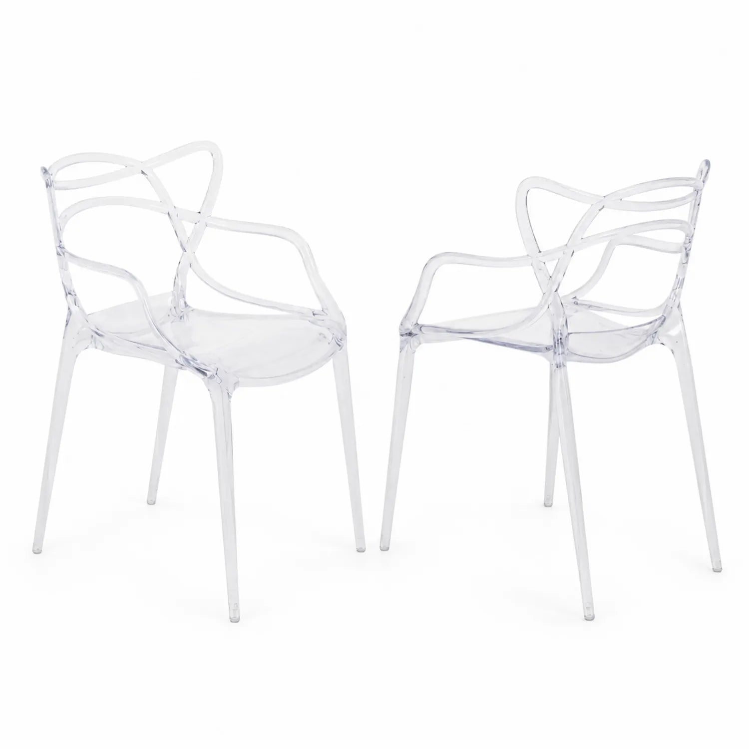 Transparentes Polycarbonat Esszimmerstuhl Set, 2er Set