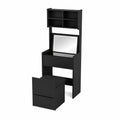Schminktisch Set mit Spiegel und Hocker MDF Schwarz