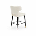 Barhocker mit Rückenlehne aus Leder Beige