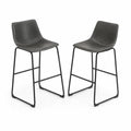 2er-Set Barhocker Kunstleder mit Metallgestell Dunkelgrau