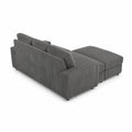 Cord-Ecksofa mit Hocker, Grau, 250 cm x 150 cm