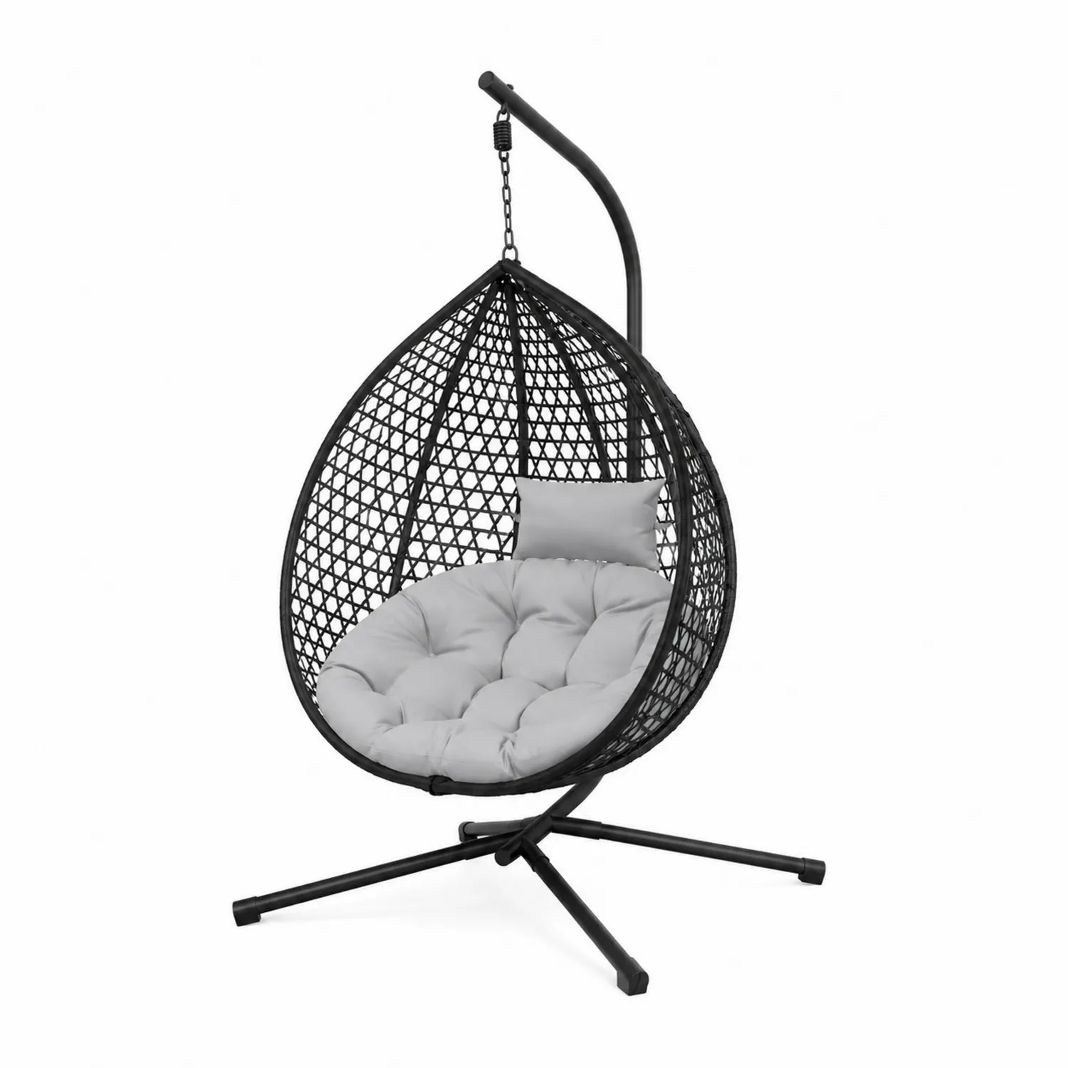 Hängesessel Polyethylengeflecht Stahl Schwarz/Grau
