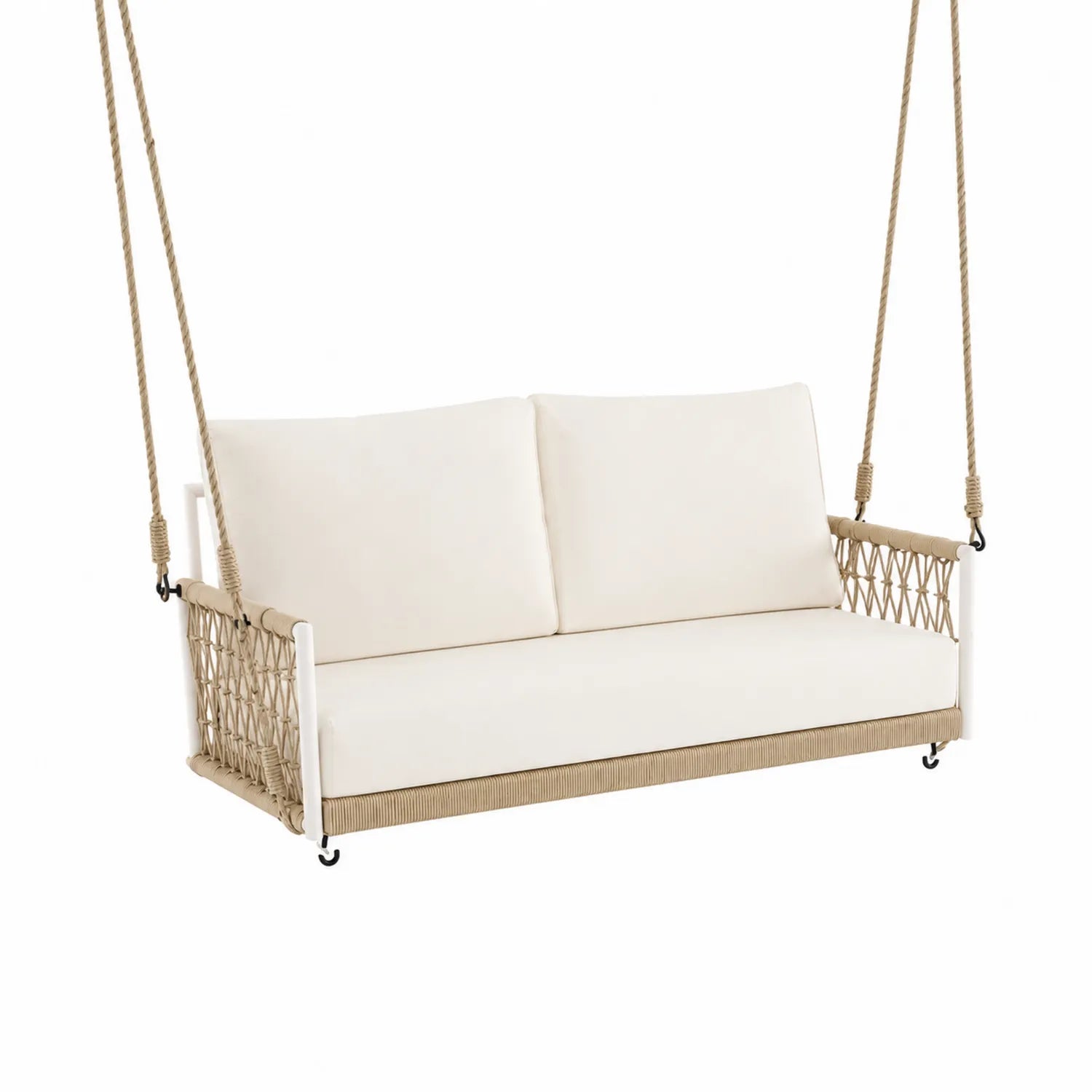 Outdoor Hängesofa aus Rattan und Stahl Beige