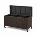 Rattan Aufbewahrungsbox mit Rollen 120x50x60 cm Braun