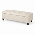 Kunstleder Bank mit Stauraum Creme 120x40x45cm