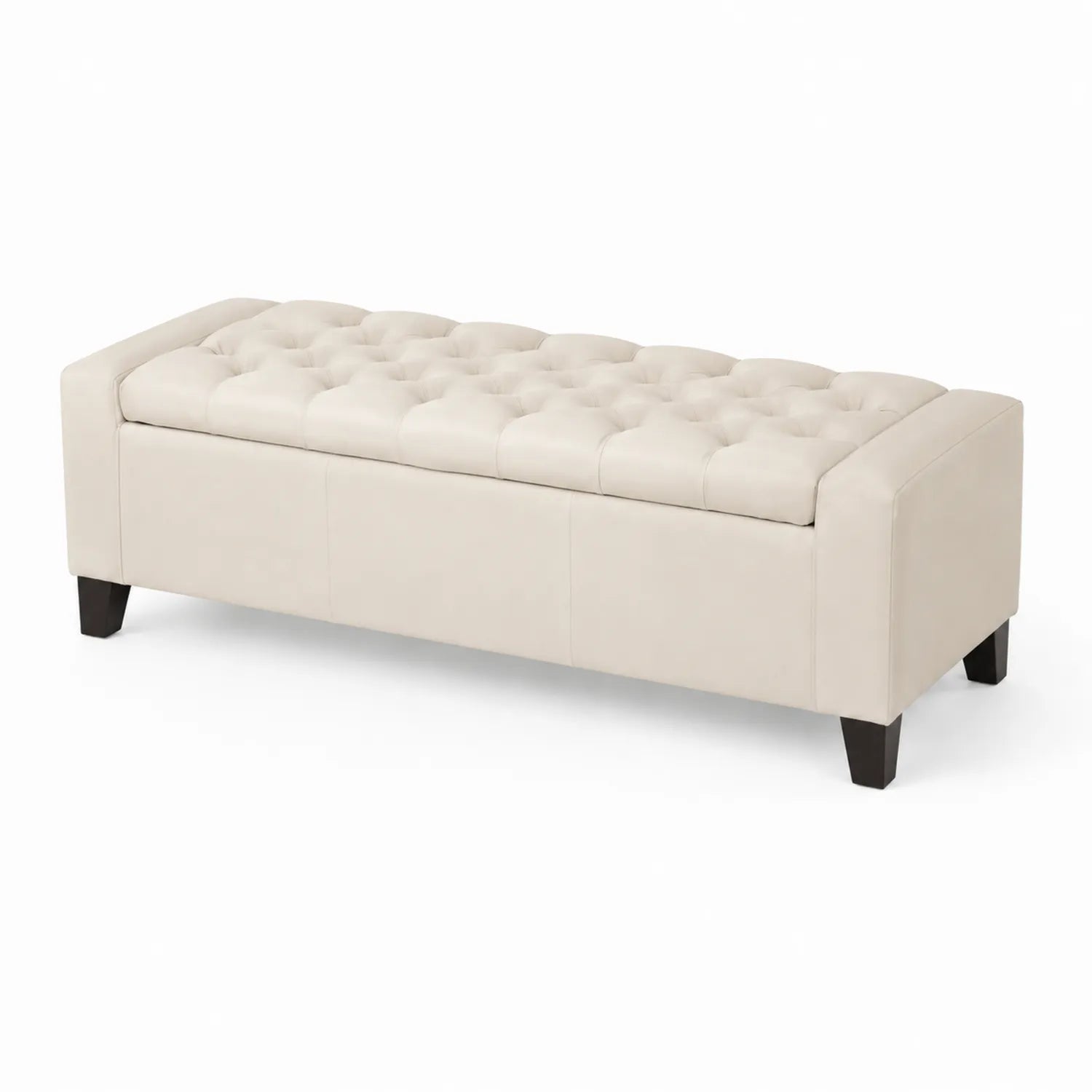 Kunstleder Bank mit Stauraum Creme 120x40x45cm