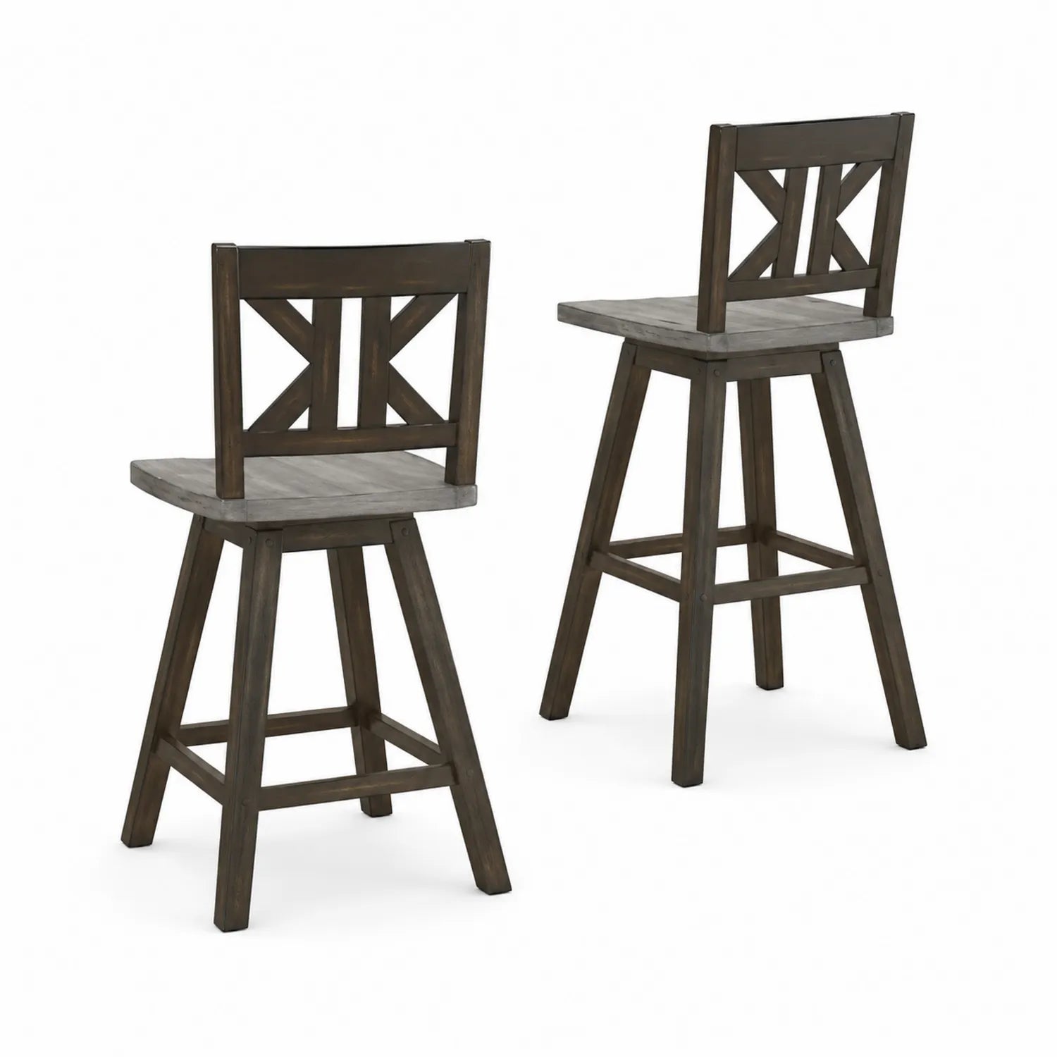 2er-Set Barhocker Massivholz Dunkelbraun