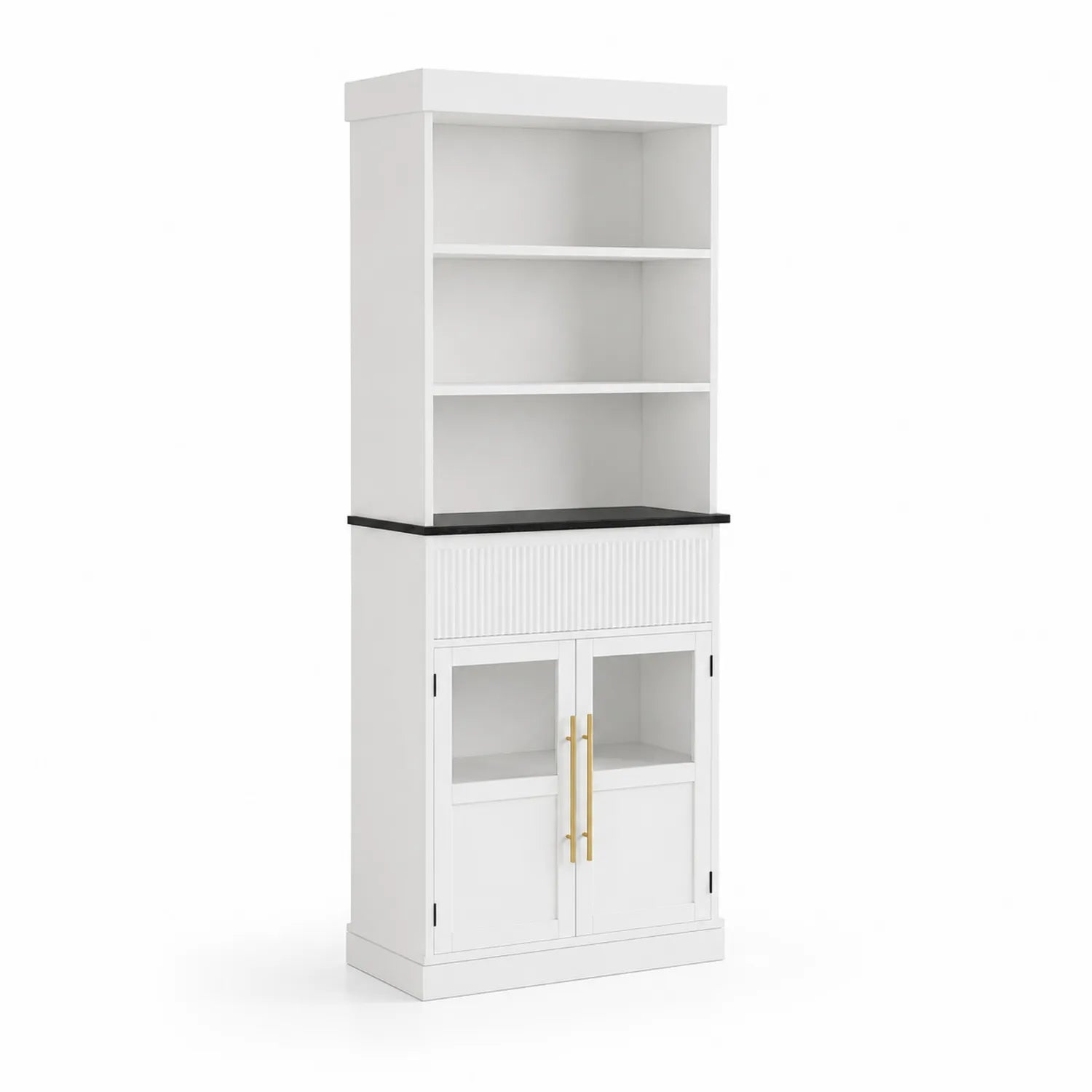 Regal aus MDF mit Glastüren in Weiß