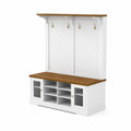 Flurmöbel Garderobenständer MDF Weiß/Braun mit Massivholzdetail