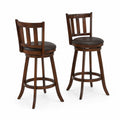 2er Set Holz Barhocker mit Drehfunktion und Kunstlederpolster Braun