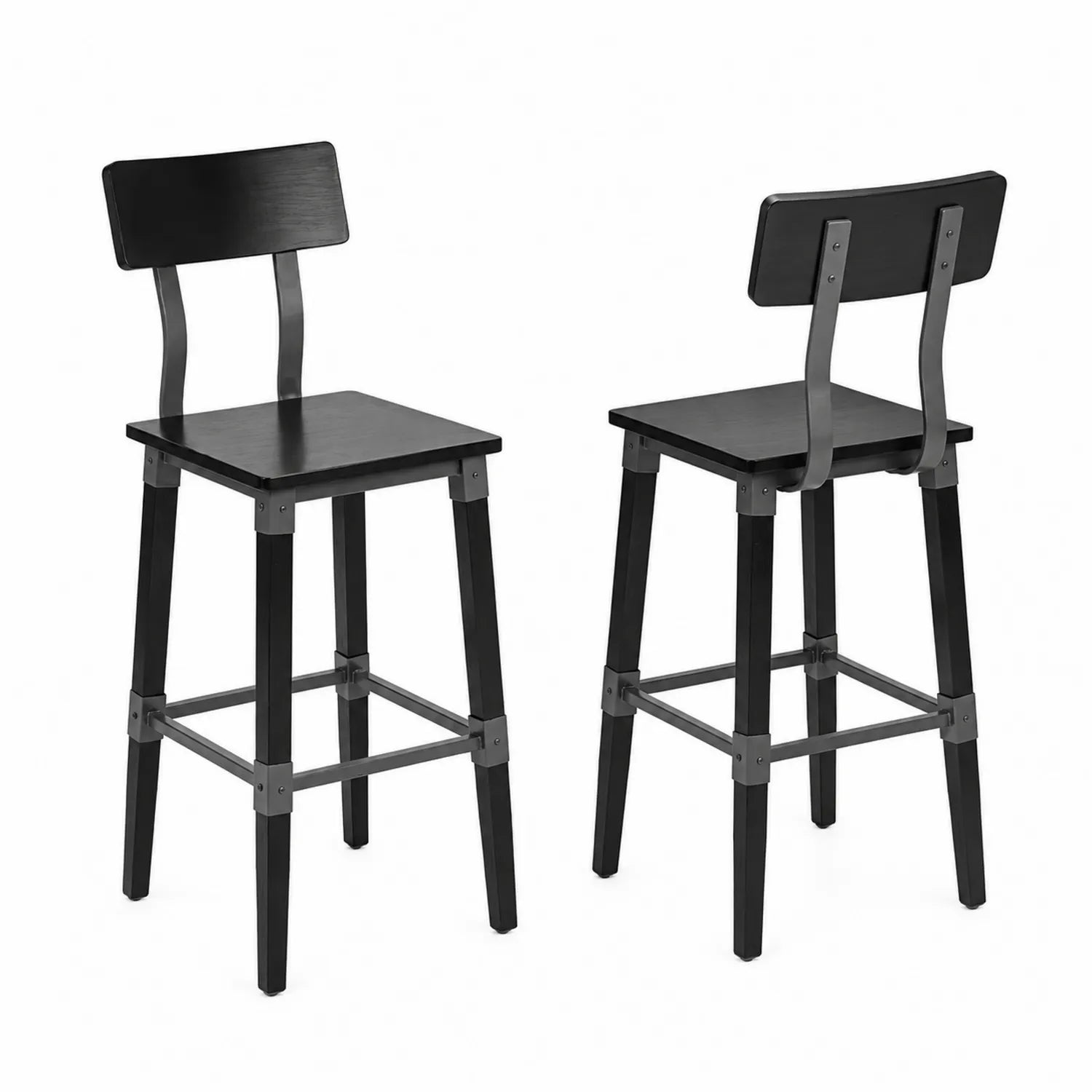 Barhocker Set Holz Metall Schwarz 102 cm