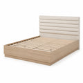 Holzbett mit gepolstertem Kopfteil 200x160 cm Beige