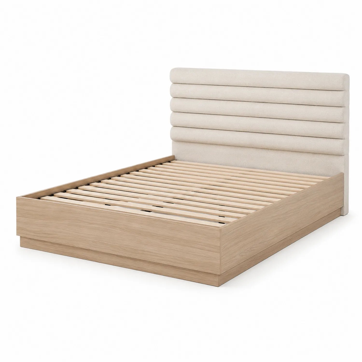 Holzbett mit gepolstertem Kopfteil 200x160 cm Beige
