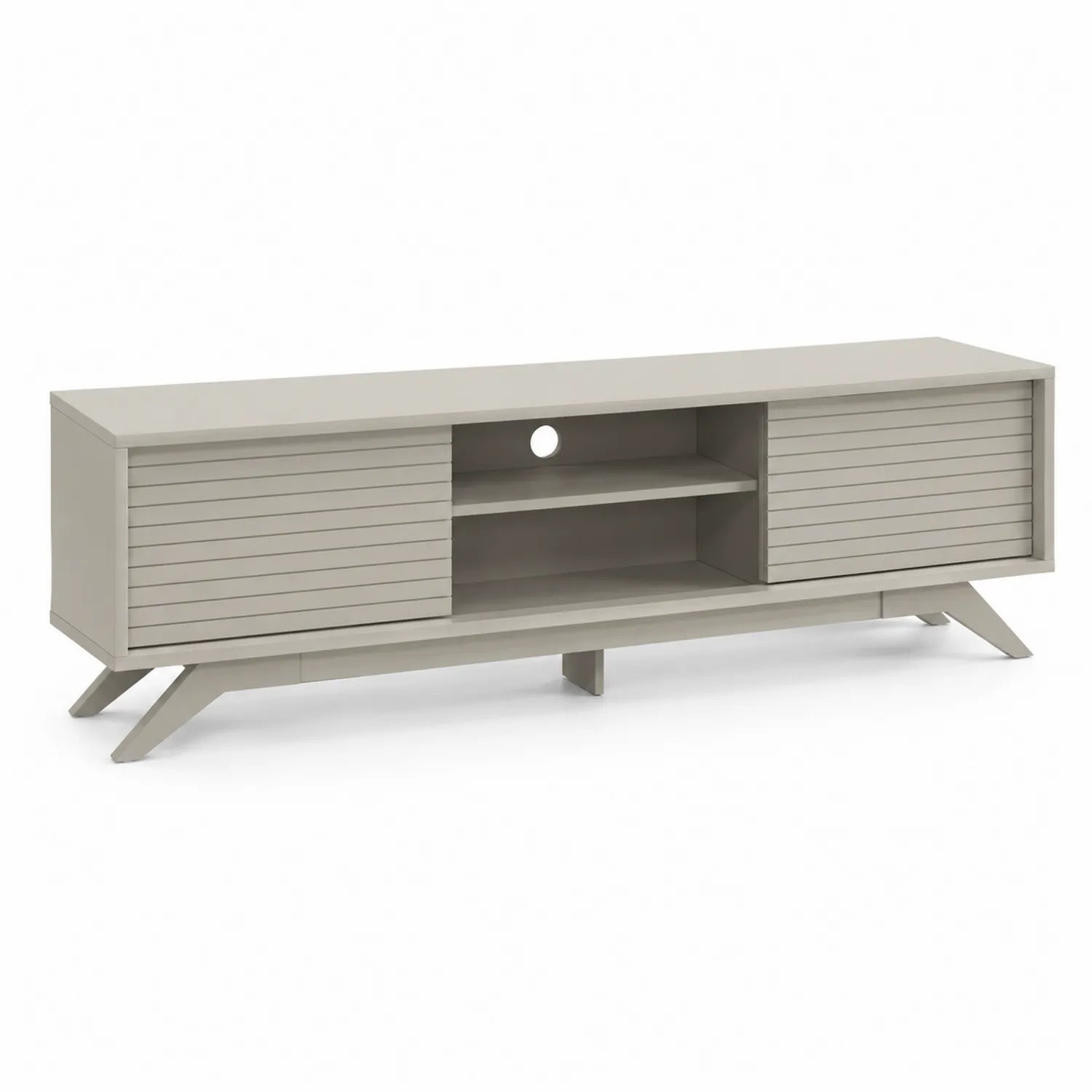 TV-Schrank mit Lamellentüren aus MDF Grau 180x45x50cm