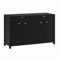 Sideboard Holzfaserplatte Schwarz mit Metallgriffen
