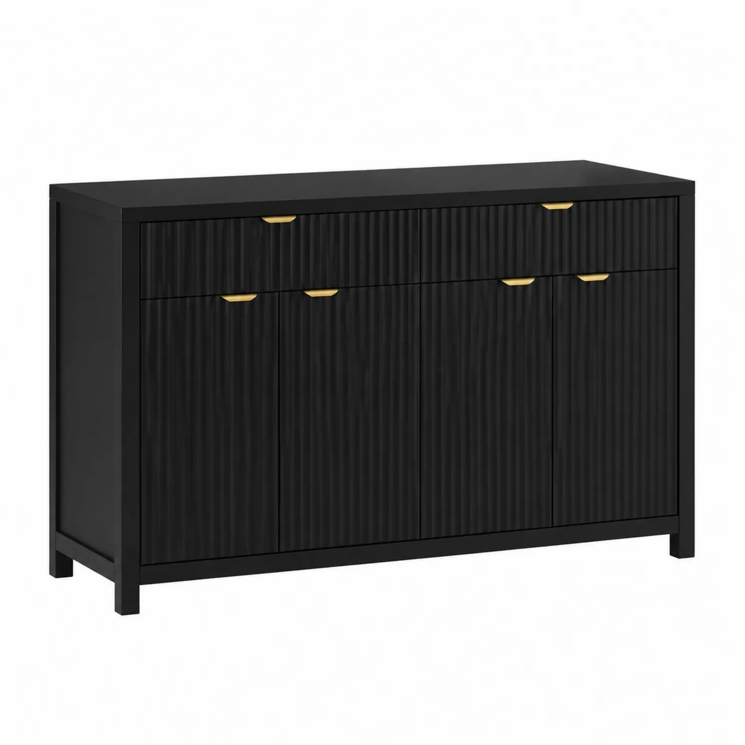 Sideboard Holzfaserplatte Schwarz mit Metallgriffen