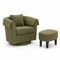 Sessel mit Hocker Set Polyester Olivgrün