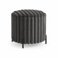 Runder Hocker mit Samtbezug und Metallbeinen Grau