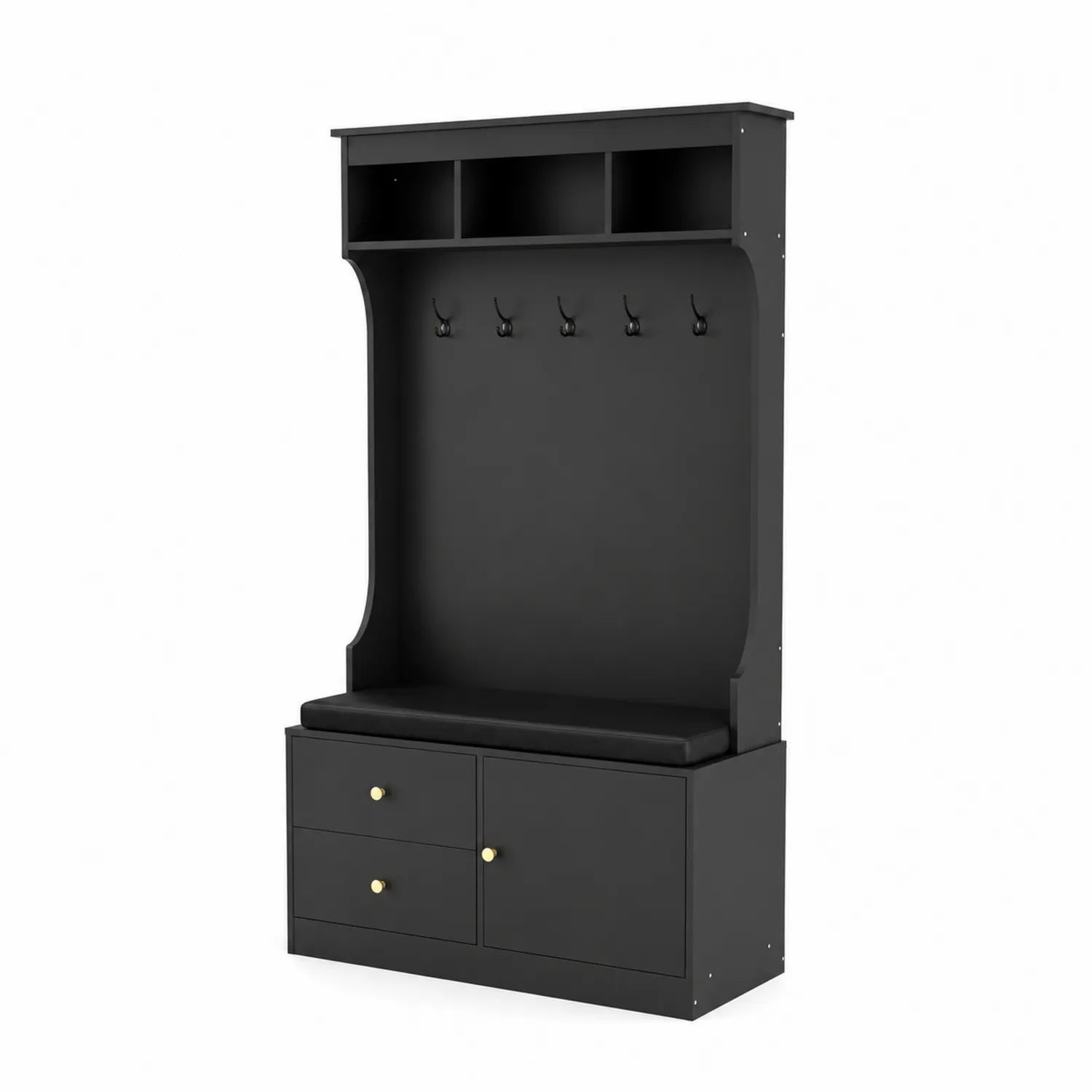 Garderobenständer aus MDF mit Sitzbank in Schwarz